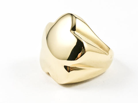 Nice Shiny Metallic Large Star Shape Gold Tone Steel Ring