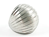 Modern Large Round Dome Shape Matte Brush Material Silver Tone Steel Ring