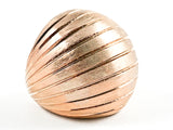 Modern Large Round Dome Shape Matte Brush Material Pink Gold Tone Steel Ring