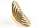 Unique Long Elongated Spiral Design Gold Tone Steel Ring