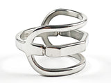 Unique Modern Open Multi Row Metallic Style Design Steel Ring