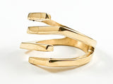Modern Sharp Line Open Design Gold Tone Steel Ring