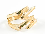 Modern Sharp Line Open Design Gold Tone Steel Ring