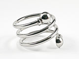Nice Modern Open Swirl Shape With Round End Caps Shiny Metallic Steel Ring