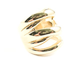 Unique Modern Swirl & Cross Shiny Metallic Style Gold Tone Steel Ring