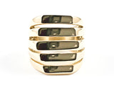Modern Shiny Metallic Multi Row Design Gold Tone Steel Ring