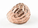 Unique Textured Dome Shape Pink Gold Tone Steel Ring