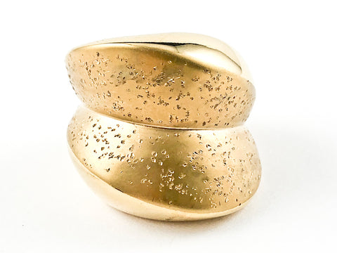 Nice Geometric Design With Textured Brush Matte Gold Tone Steel Ring