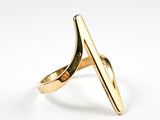 Modern Unique Thin Slant Bar Gold Tone Steel Ring