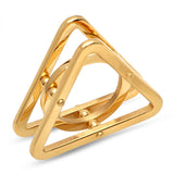 Unique Large Triangle Shape Form Shiny Metallic Steel Ring