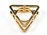 Unique Large Triangle Shape Form Shiny Metallic Steel Ring