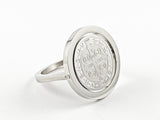 Nice Religious Our Father Symbol Double Side Round Disc Steel Ring