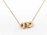 Beautiful Dainty 3 Piece Round Cylinder Pendant Charms Gold Tone Steel Necklace