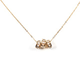 Beautiful Dainty 3 Piece Round Cylinder Pendant Charms Gold Tone Steel Necklace