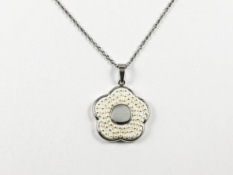 Elegant Floral Mini Pearl Steel Necklace