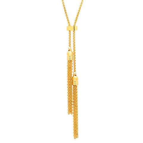 Modern Double Tassel Gold Tone Steel Necklace