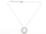Beautiful Round Shape Religious St. Mary Mother Of Pearl CZ Pendant Steel Necklace