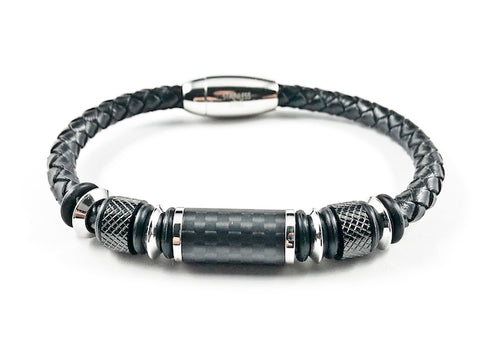 Nice Thick Rope Textured Dark Design Men's Magnetic Steel Bracelet