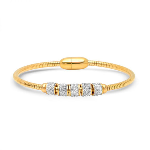 Nice Omega Magnetic Clasp With Crystal Bead Gold Tone Steel Bracelet