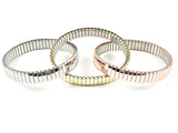 Modern Interlocked Tri Color Set Of 3 Stretch Steel Bracelet