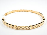 Elegant Braided Texture Design Thin Gold Tone Steel Bracelet Bangle