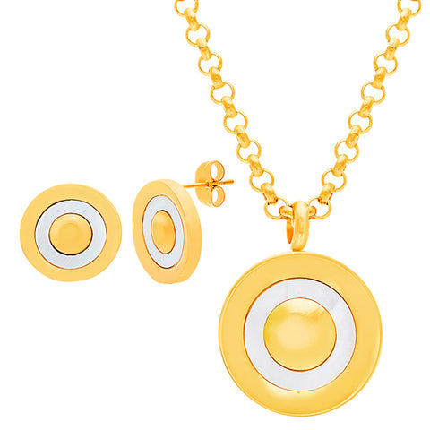 Elegant Round Bullseye Design Earring Necklace Set