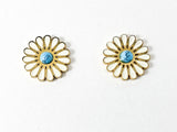 Nice Cute Sunflower Design With Center Turquoise Steel Set