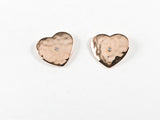 Classic Elegant Hammered Heart Rose Gold Plated Steel Set