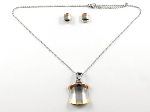 Unique Tricolor Wavy Brush Plated Steel Set