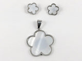 Elegant Mother of Pearl Flower Design Steel Set