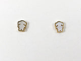 Modern Mother Of Pearl Girl Figure Design Gold Tone Necklace Earring Steel Set