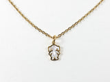 Modern Mother Of Pearl Girl Figure Design Gold Tone Necklace Earring Steel Set