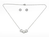 Nice Shiny Metallic Round Shape Center Heart 3 Piece Pendant Design Earring Necklace Set Steel