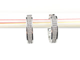 Elegant Fine Pave Style Safe Lock Clasp Hoop CZ Silver Earrings