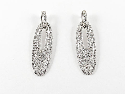 Elegant Statement Piece Pave Style Dangle CZ Silver Earrings