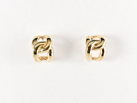 Dainty Interlocked Design Gold Tone Stud Silver Earrings