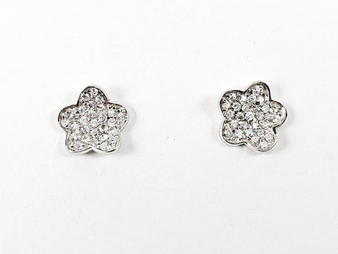 Simple Cute Star Design With Micro CZ Style Setting Silver Earrings
