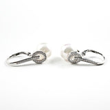 Beautiful Dangling Pearl Design Leverback CZ Silver Earrings