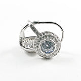 Elegant Round CZ Leverback Style Silver Earrings