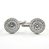 Elegant Round CZ Leverback Style Silver Earrings