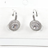 Elegant Round CZ Leverback Style Silver Earrings