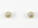 Elegant Round Ball Micro CZ Setting Gold Tone Silver Earrings