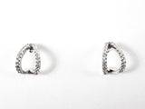 Elegant Open Geometric Curve Design Silver Stud Earrings