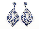 Beautiful Large Unique Tear Drop Loose Stones CZ Vintage Style Color Silver Earrings