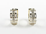 Elegant Multi Row Mix CZ Huggie Style Silver Earrings