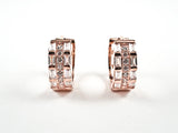 Elegant Multi Row Mix CZ Huggie Style Silver Earrings