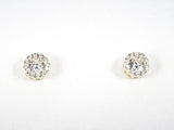 Classic Dainty Round Micro Halo CZ Silver Stud Earrings