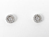 Elegant Dainty Micro CZ Round Stud Silver Earrings