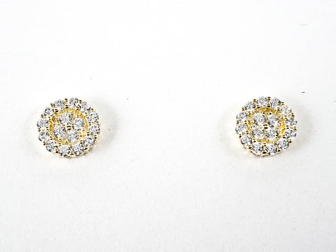 Elegant Dainty Micro CZ Round Stud Silver Earrings