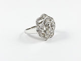 Classic Elegant Flower Petal Design Silver Ring